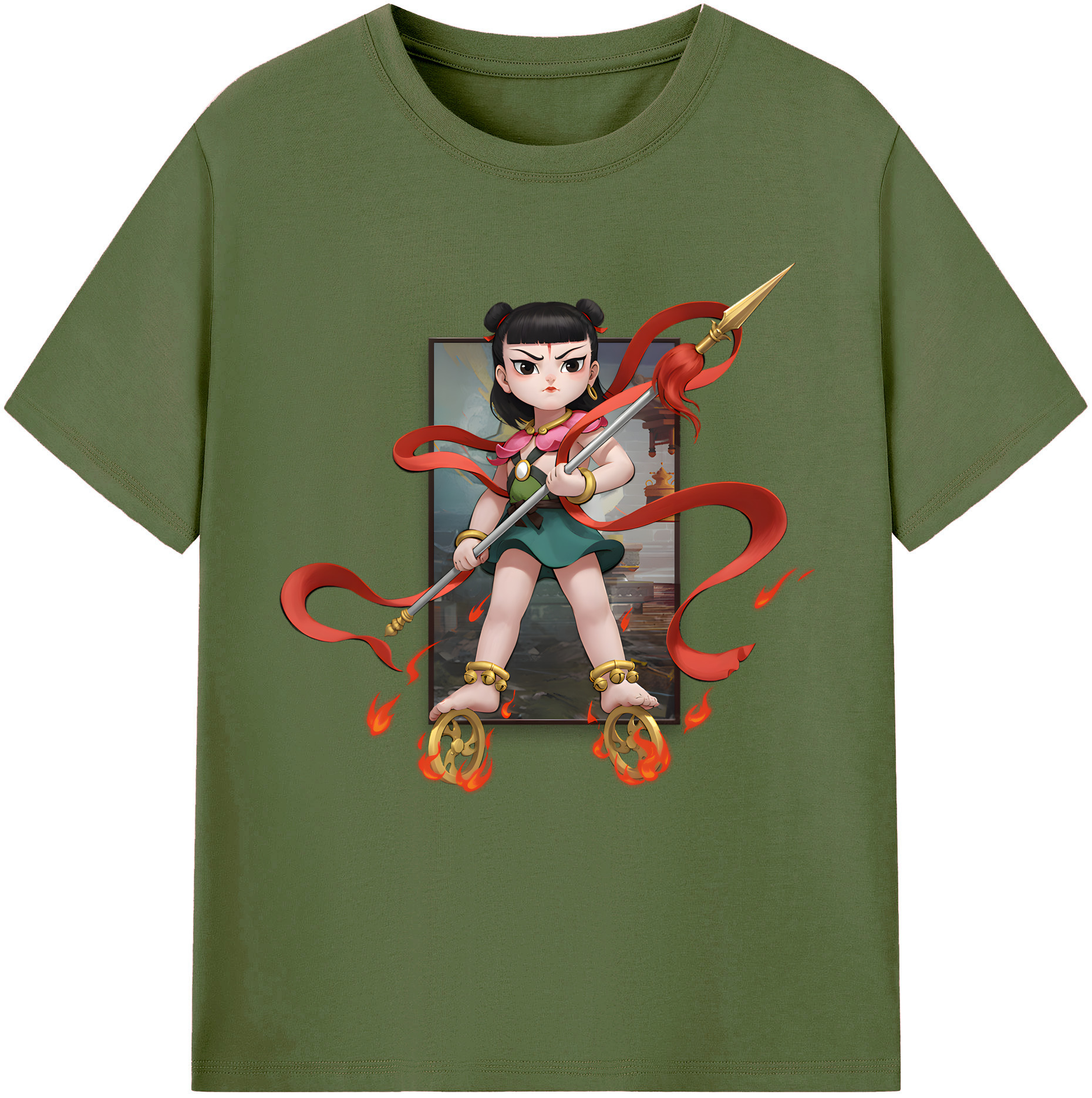 （画像用） Ne Zha 2 ナタ 魔童の大暴れ 綿100％半袖Tシャツ（フロントプリント）